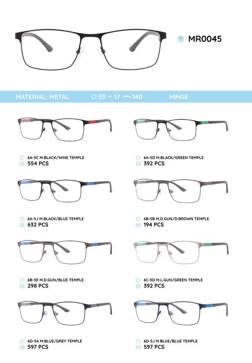 Metal frame with temples made of TR-90 material MR0045