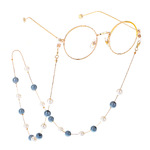 Silver-colored metal non-slip chain, with gray and white pearl, for glasses and masks GL431