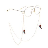 Gold-colored metal non-slip chain, with pendant wings of angel, for glasses and masks GL815