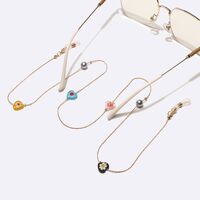 Gold-colored metal non-slip chain, with colors heart and beads, for glasses and masks GL1734