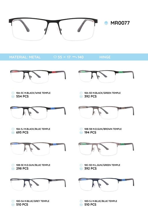 Metal frame with temples made of TR-90 material MR0077