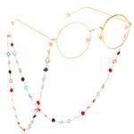 Metal non-slip chain, with colorful glass beads, for glasses and masks GL328