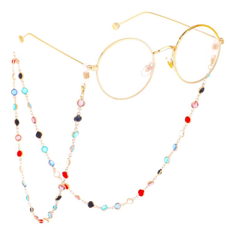 Metal non-slip chain, with colorful glass beads, for glasses and masks GL328-1