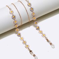 Gold-colored metal non-slip chain, with chamomile, for glasses and masks GL1391