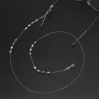 Металлическая нескользящая цепочка золотого цвета, с цветными глазами, для очков и масок GL717