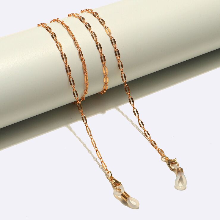 Gold-colored metal non-slip chain, with printed lip, for glasses and masks GL1643