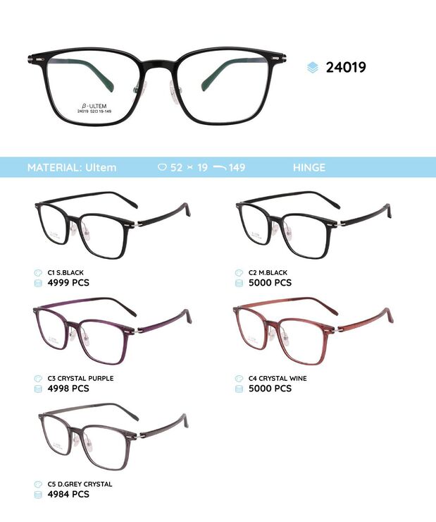 Plastic Ultem eyeglasses frame 24019