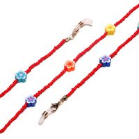 Gold-colored metal non-slip chain, with flowers and colorful rice beads, for glasses and masks GL1289-1