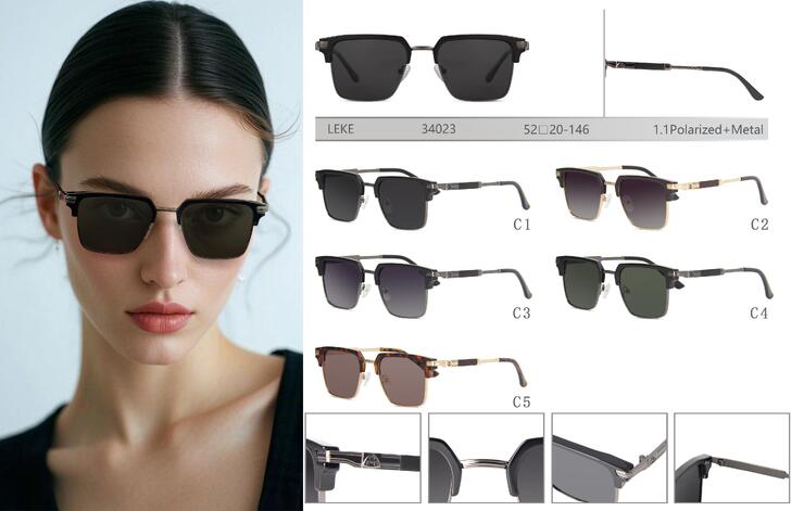 Metal + plastic polarized sunglasses for women Leke LK34023