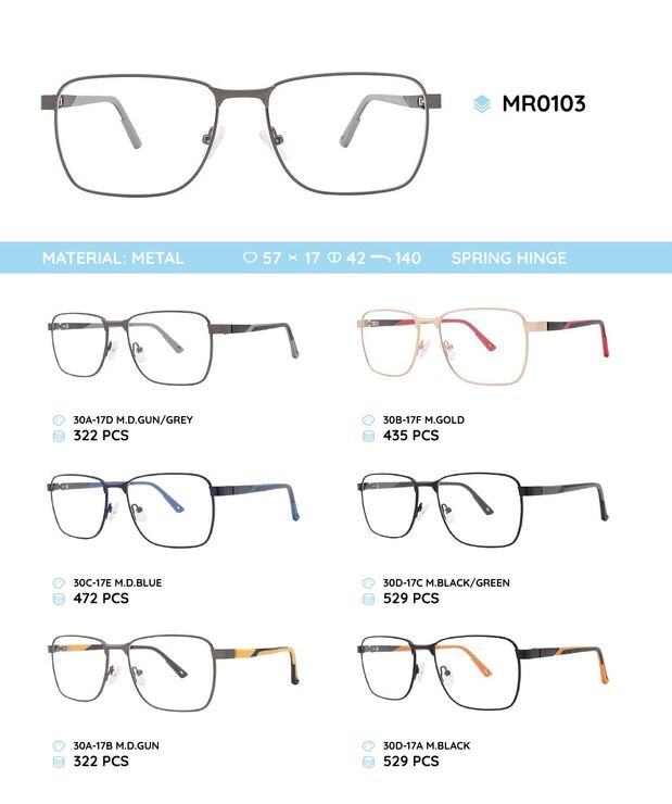 Metal frame with TR-90 temples with spring hinges MR0103