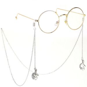 Металлическая нескользящая цепочка серебряного цвета, c морским коньком, для очков и масок GL209