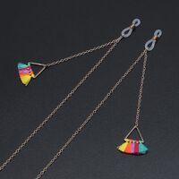 Gold-colored metal non-slip chain, with pendant triangle with colorful tassel, for glasses and masks GL712