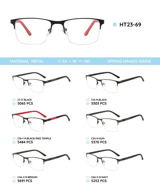 Metal frame with temples made of TR-90 material HT23-69