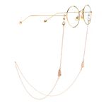 Gold-colored metal non-slip chain, with pendant white shell, for glasses and masks GL944
