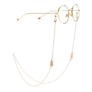 Gold-colored metal non-slip chain, with pendant white shell, for glasses and masks GL944