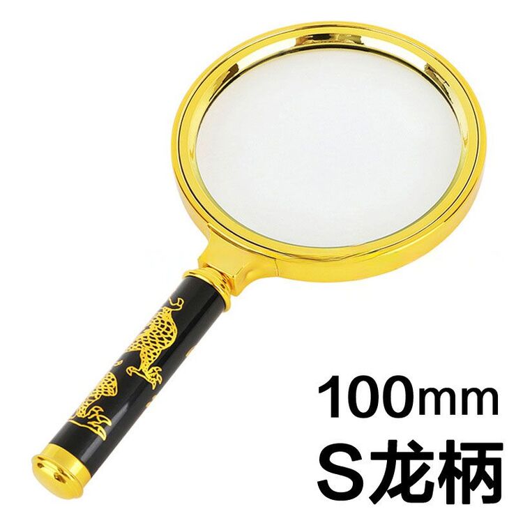 Magnifier, magnifying glass with a handle with a dragon pattern S木柄100-XX-2, diameter: 100 mm, magnification: 5X