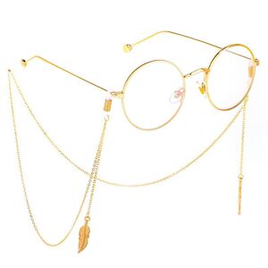 Металлическая нескользящая цепочка, c листом, для очков и масок GL352