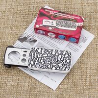 Лупа складная с универсальной подсветкой 774-3ZX-XX, размеры: ⌀25 мм, ⌀12 мм, ⌀8 мм. Увеличение: 30Х, 60Х, 90Х