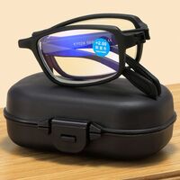 Plastic folding reading glasses KY024 with Blue ray cut protection and case, diopters from +1.00 to +4.00, RMC=62-64