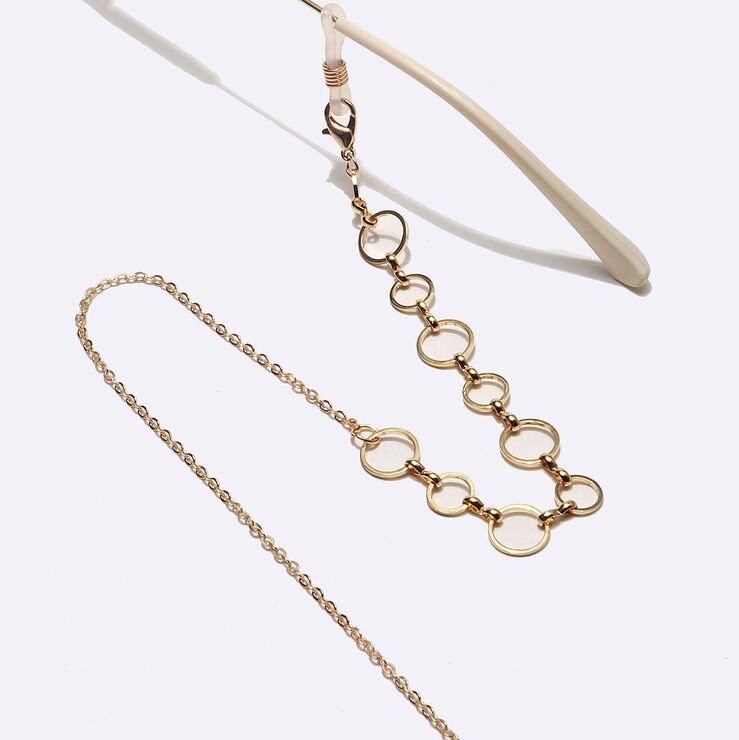 Gold-colored metal non-slip chain, with round, for glasses and masks GL1493