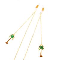 Gold-colored metal non-slip chain, with pendant coconut tree, for glasses and masks GL315