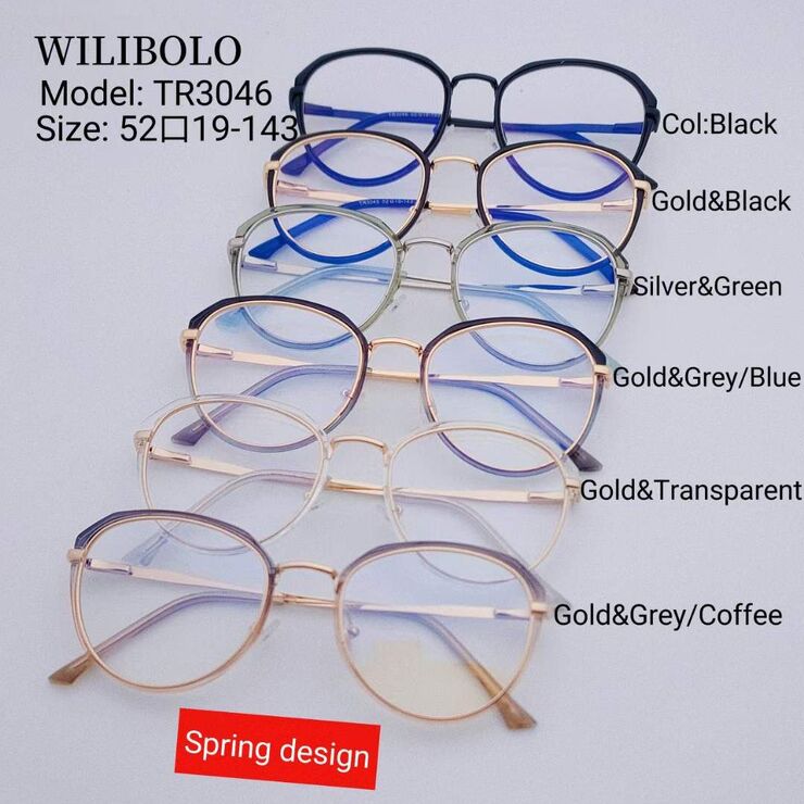 Metal + TR90 ultrathin women's frames with spring hinges Wilibolo TR3046