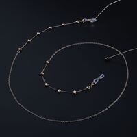 Gold-colored metal non-slip chain, with peach heart, for glasses and masks GL876