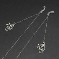 Металлическая нескользящая цепочка серебряного цвета, с подвеской в виде черепа, для очков и масок GL473