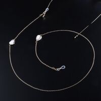 Gold-colored metal non-slip chain, with pendant white shell, for glasses and masks GL944