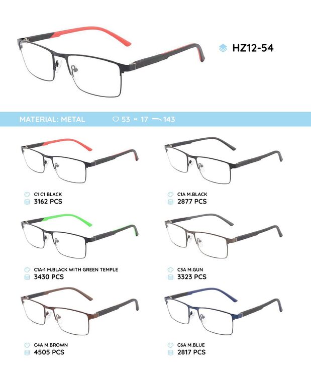 Металлическая оправа с дужками из материала TR-90 HZ12-54