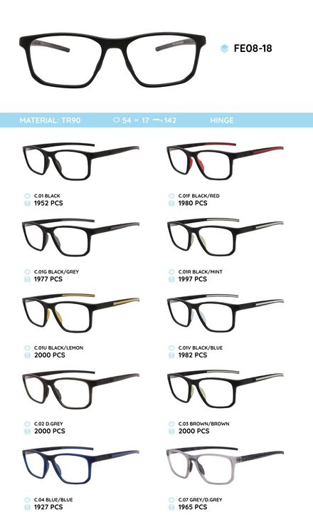 TR90 plastic eyeglasses frame for men FE08-18