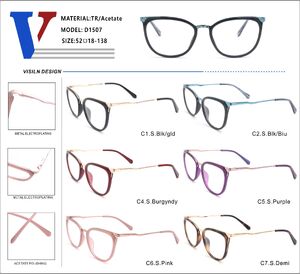 Plastic acetate TR90 + metall frame with spring hinges D1507-DA