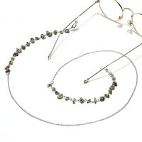 Metal non-slip chain, with natural stone gray leopard print, for glasses and masks GL1430