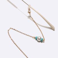 Gold-colored metal non-slip chain, with pearls, for glasses and masks GL1738