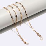 Gold-colored metal non-slip chain, with star and rhinestone, for glasses and masks GL1624