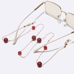 Metal non-slip chain, with red frosted beads and crystal, for glasses and masks GL1729