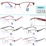 Ready-made metal blueblocker glasses with flex hinges for women Vizzini V7015-1, Diopters: +0.75 to +4.50 (0.25 step); -1.00 to -4.00 (0.5 s
