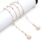 Gold-colored metal non-slip chain, pendant pink daisy and beads, for glasses and masks GL1022-1
