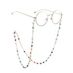 Metal non-slip chain, with colored crystal, for glasses and masks GL850