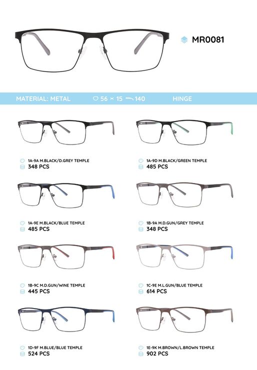 Metal frame with temples made of TR-90 material MR0081