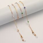 Metal non-slip chain, with oval,crystal and flowers, for glasses and masks GL1861