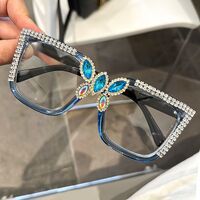 PC plastic glasses with Blue Ray Cut protection and rhinestones for women KY50383平光, diopters: 0.00