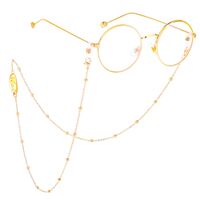 Gold-colored metal non-slip chain, with pendant Believe and beads, for glasses and masks GL386