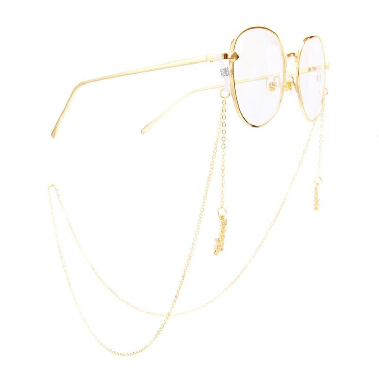 Металлическая нескользящая цепочка золотого цвета, с текстом 