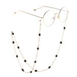 Gold-colored metal non-slip chain, with black crystal, for glasses and masks GL800