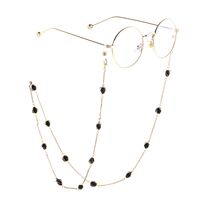 Gold-colored metal non-slip chain, with black crystal, for glasses and masks GL800