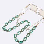 Acrylic non-slip chain,gold and turquiose color, for glasses and masks GL1710