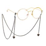 Black-colored metal non-slip chain, with pendant diamond shaped, for glasses and masks GL458
