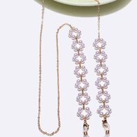 Gold-colored metal non-slip chain, with pearl, for glasses and masks GL1393