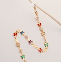 Gold-colored metal non-slip chain, with colorful butterfly, for glasses and masks GL1849